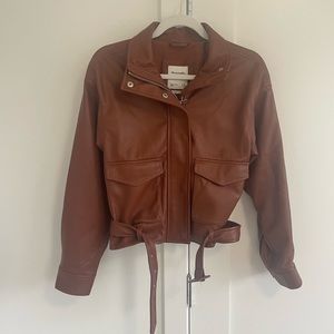 Faux leather bomber